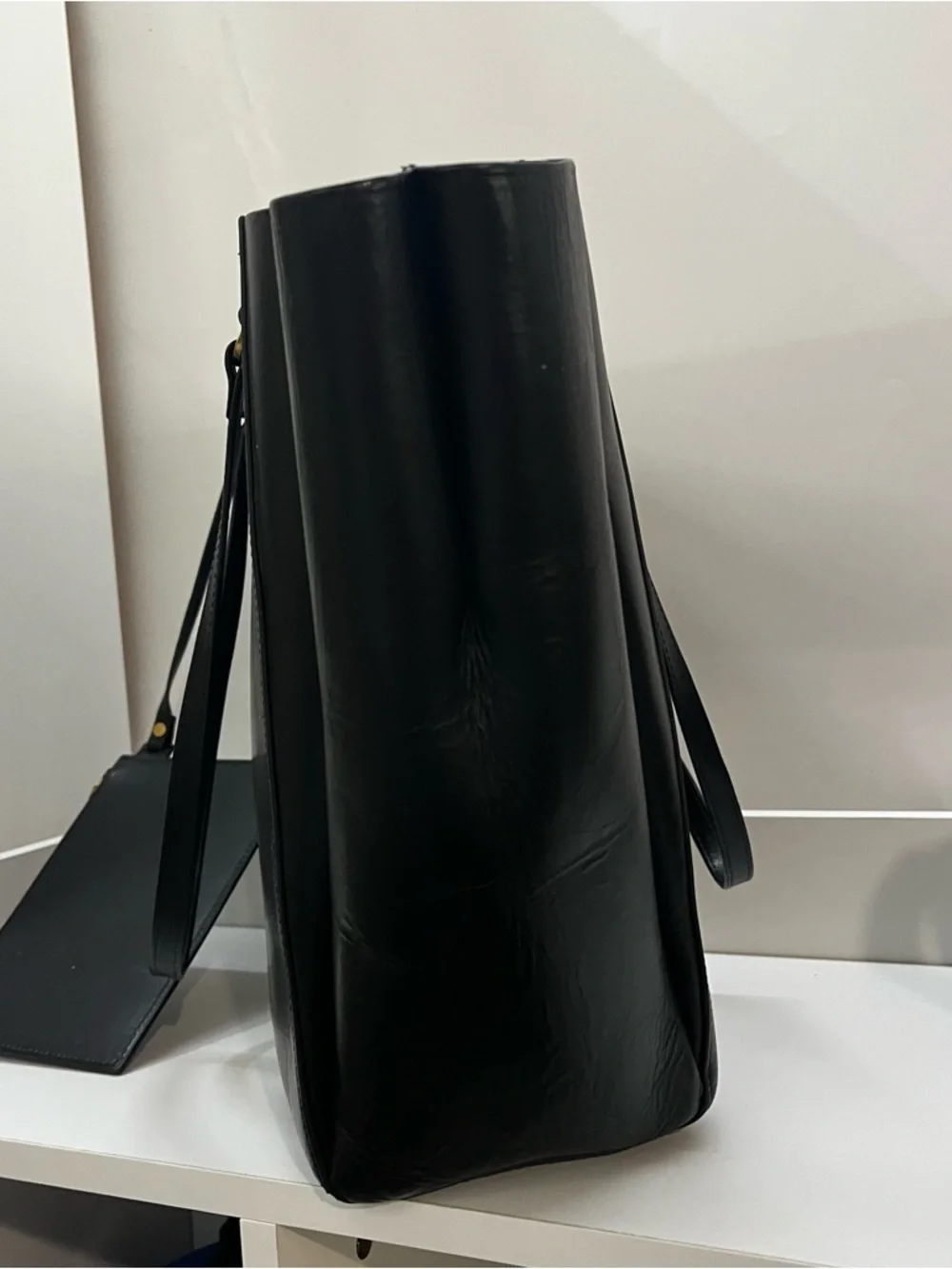 ARITZIA | AUXILIARY Leather Black Laptop Work Tote + Pouch